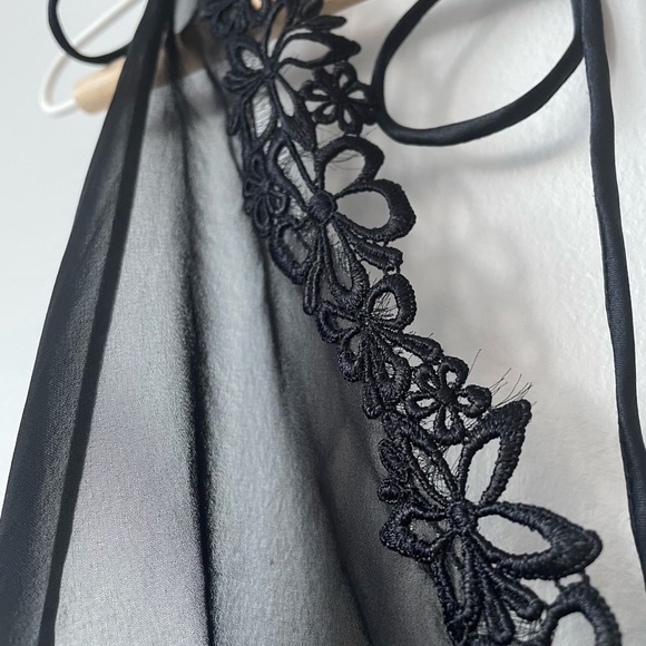 Victoria's Secret Black Sheer Satin and Lace Halter Babydoll Size Large - Picture 8 of 12